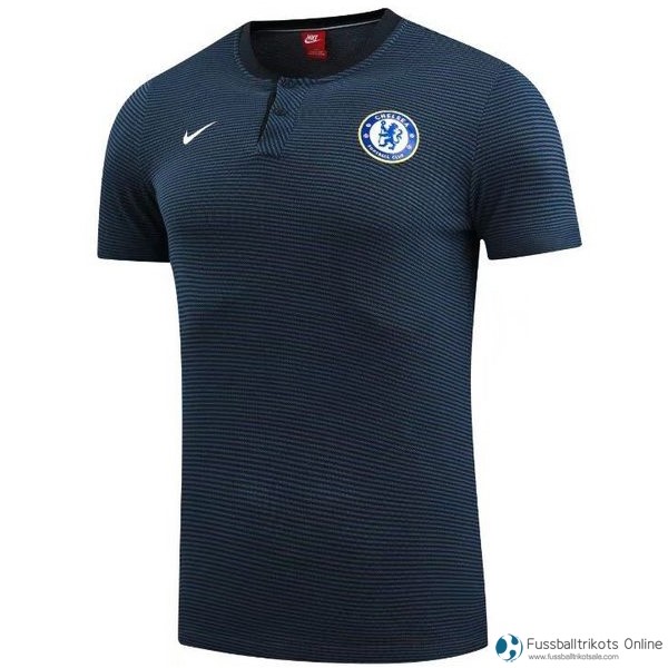 Chelsea Polo 2017-18 Blau Grau Marine Fussballtrikots Günstig